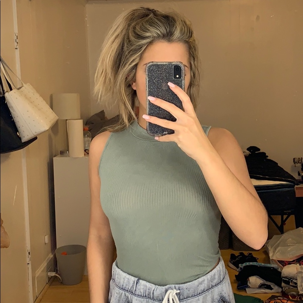 Green halter body suit